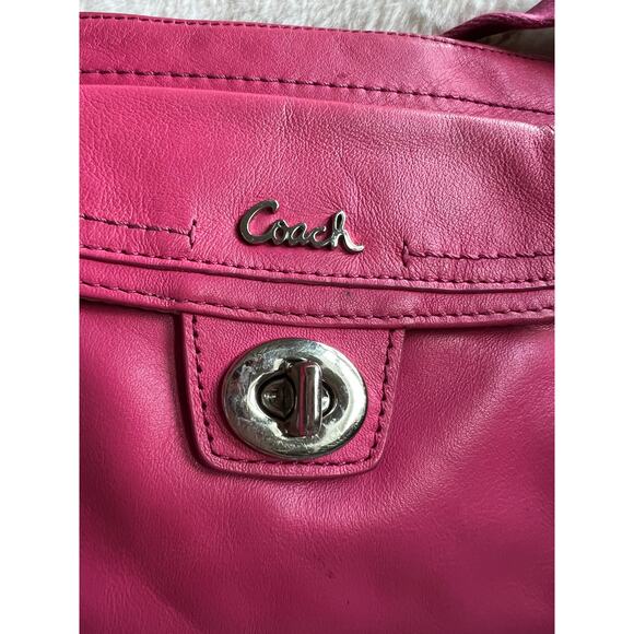 Hot Pink Leather Coach Crossbody with Turnlock - Picture 6 of 9